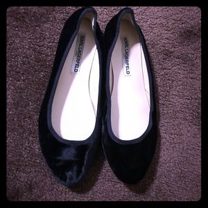 Black suede Karl Lagerfeld flats 8 1/2
